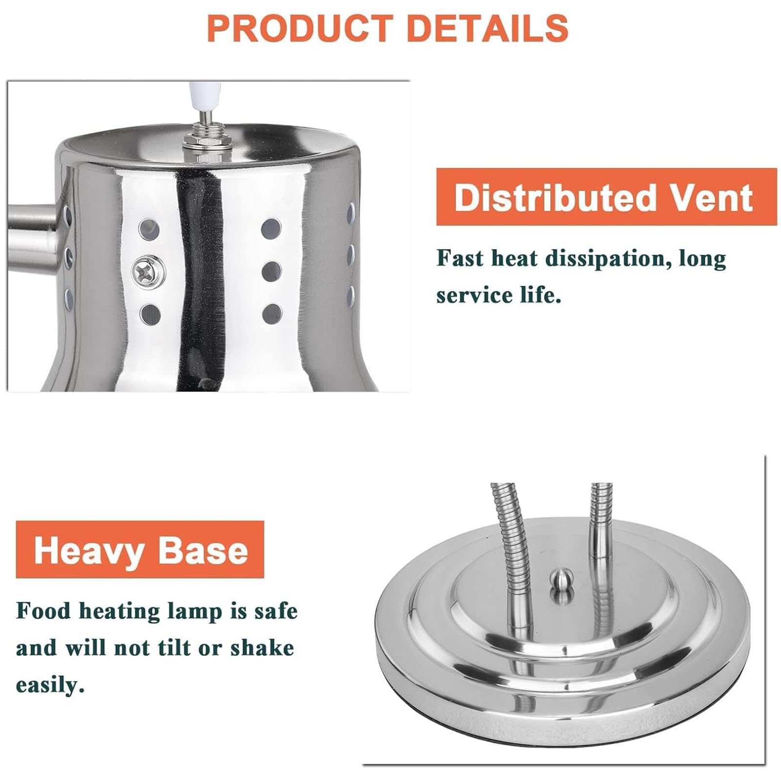 Lámpara Calentadora de Alimentos, Lámpara de Calor con Bombillas para Calentar Alimentos, Lámpara Comercial para Calentar Buffet, Restaurante, Servicio de Comida,Gold
