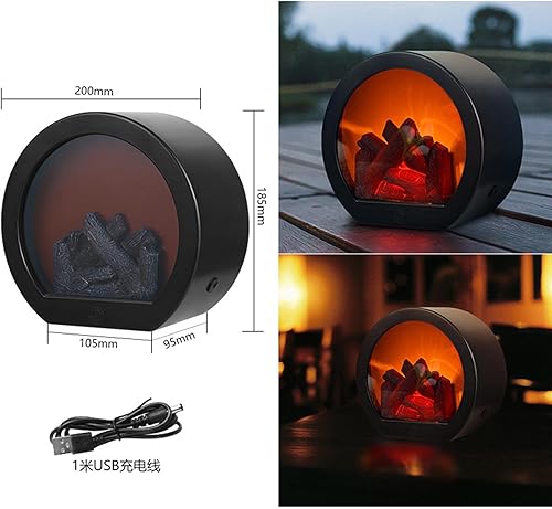 Miniatura 2 de Hilitand Faroles de chimenea, linternas decorativas portátiles recargables por USB, simulación llevada linterna LED sin llama