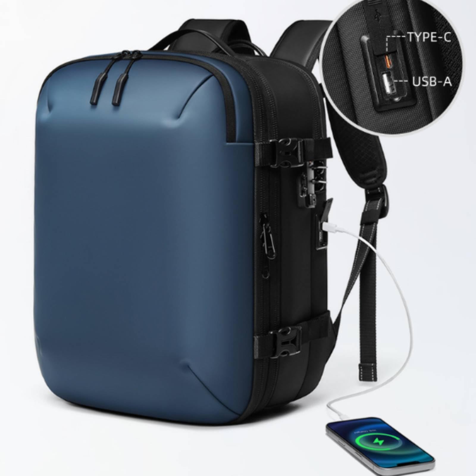 Zaino Sottovuoto Professionale Zaino con Compressione a Vuoto Impermeabile Borsa per Pendolari, Array, Nero Piccolo, Lunghezza 30cm Altezza 40cm Larghezza 15cm Espansa 20cm