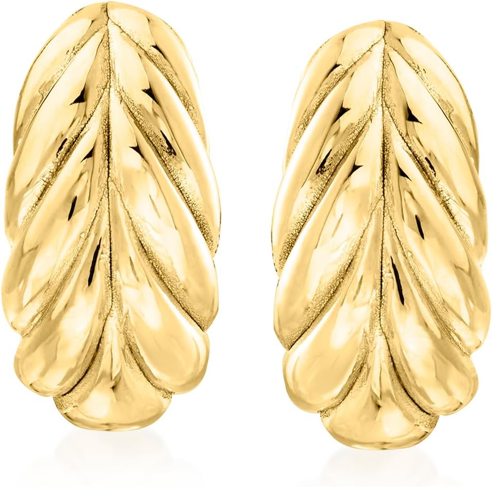 Ross-Simons Italian 18kt Gold Over Sterling Leaf Earrings