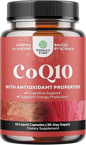 Suplemento de cápsulas líquidas CoQ10 de 200 mg por porción – Coenzima Q10 de alta absorción 200 mg por porción, salud cardíaca y potente apoyo