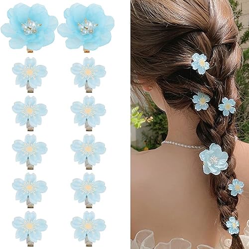 Miniatura 1 de Ahoney 12 pinzas para el cabello de flores pequeñas horquillas decorativas de cocodrilo para pasadores de pelo accesorios elegantes para el cabello