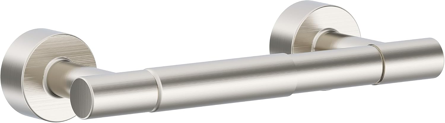 Gerber Parma Wall Mounted Toilet Paper Roll Holder D446258BN, Modern Style Double Post Paper Holder for Bathroom (Brushed Nickel)