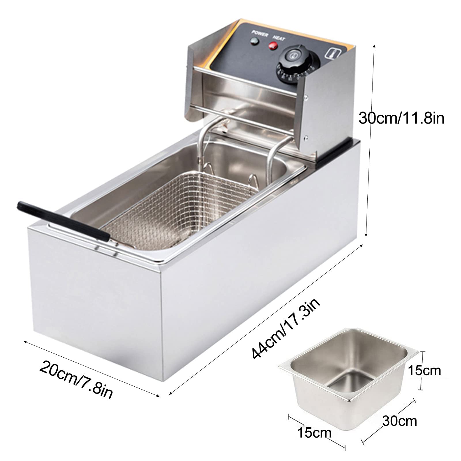 Friggitrice con Cestello Friggitrice Elettrica da Banco in Acciaio Inox da 2000 W con Serbatoio Dell'Olio da 4 Litri E Coperchio Temperatura Regolabile per Uso Domestico,
