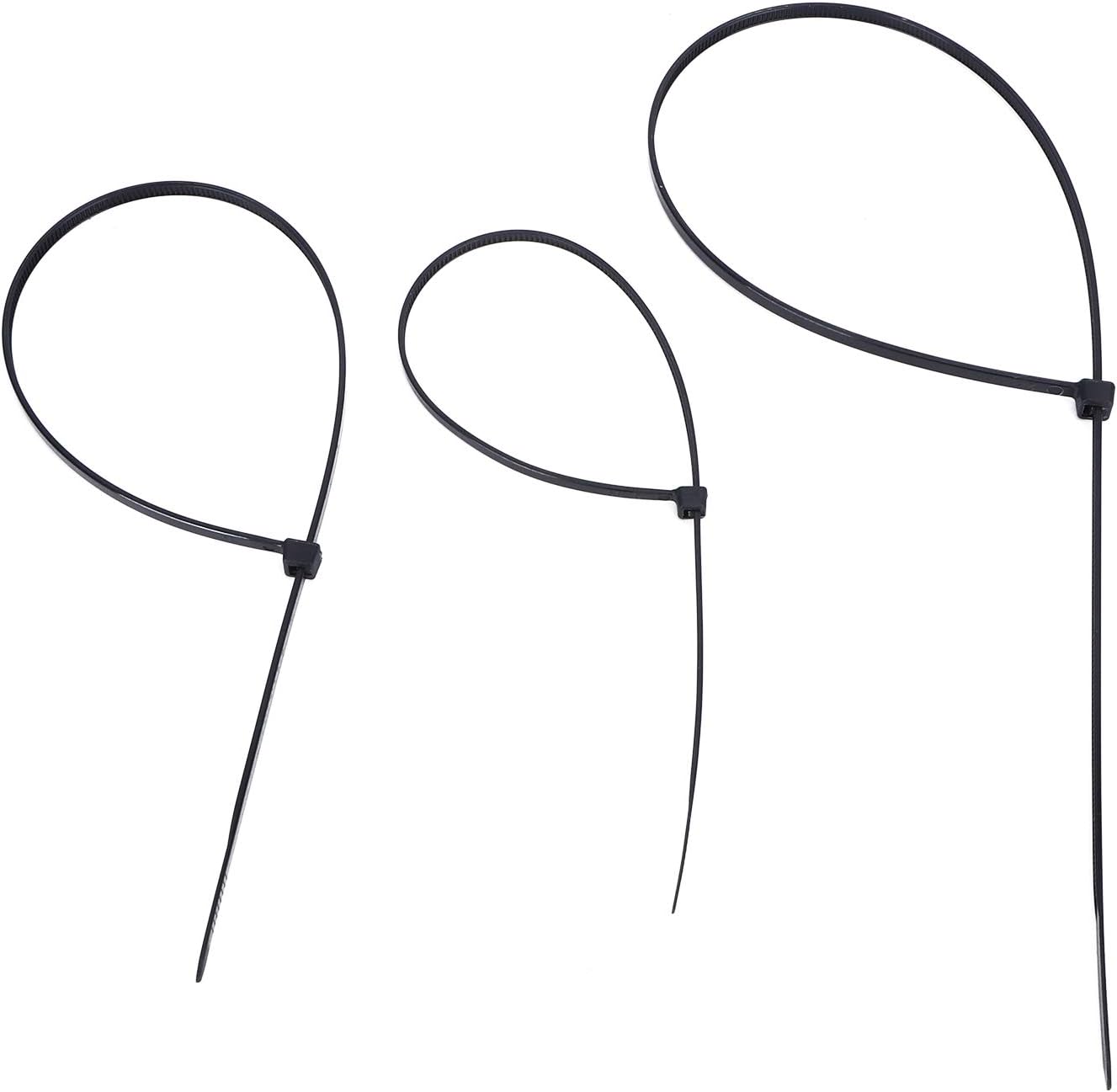 5 Packs Nylon Cable Ties Set, Multiple Sizes Zip Wraps, Anti Return Buckle Design, Tough Gears, Wire Cord Strap Fastener for Organizing Cables (Black)