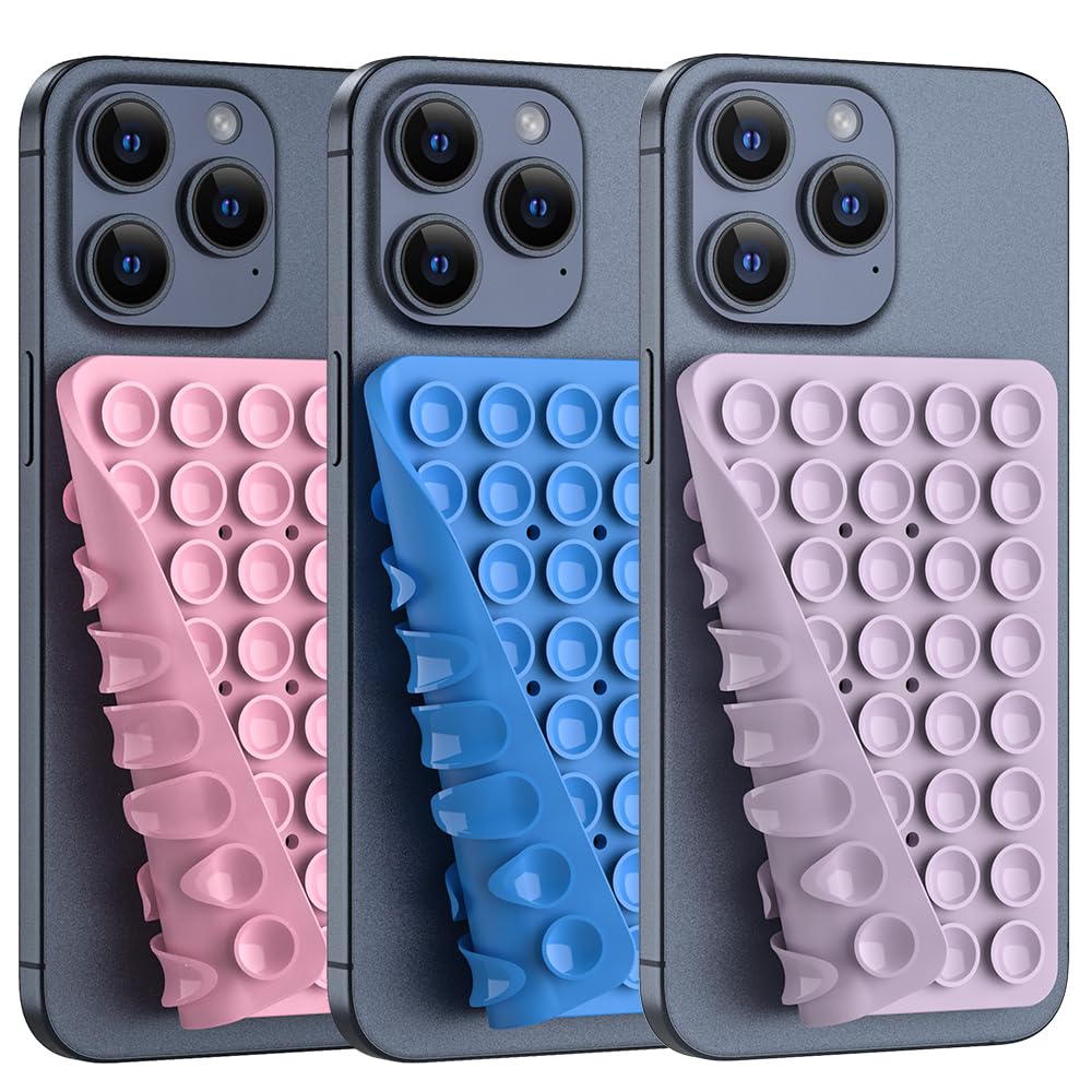 Double Sided Silicone Suction Phone Holder Mount, Silicon Accessory for iPhone and Android, Hands-Free Mirror Shower Phone Holder, TikTok Videos and Selfies (Combo E)