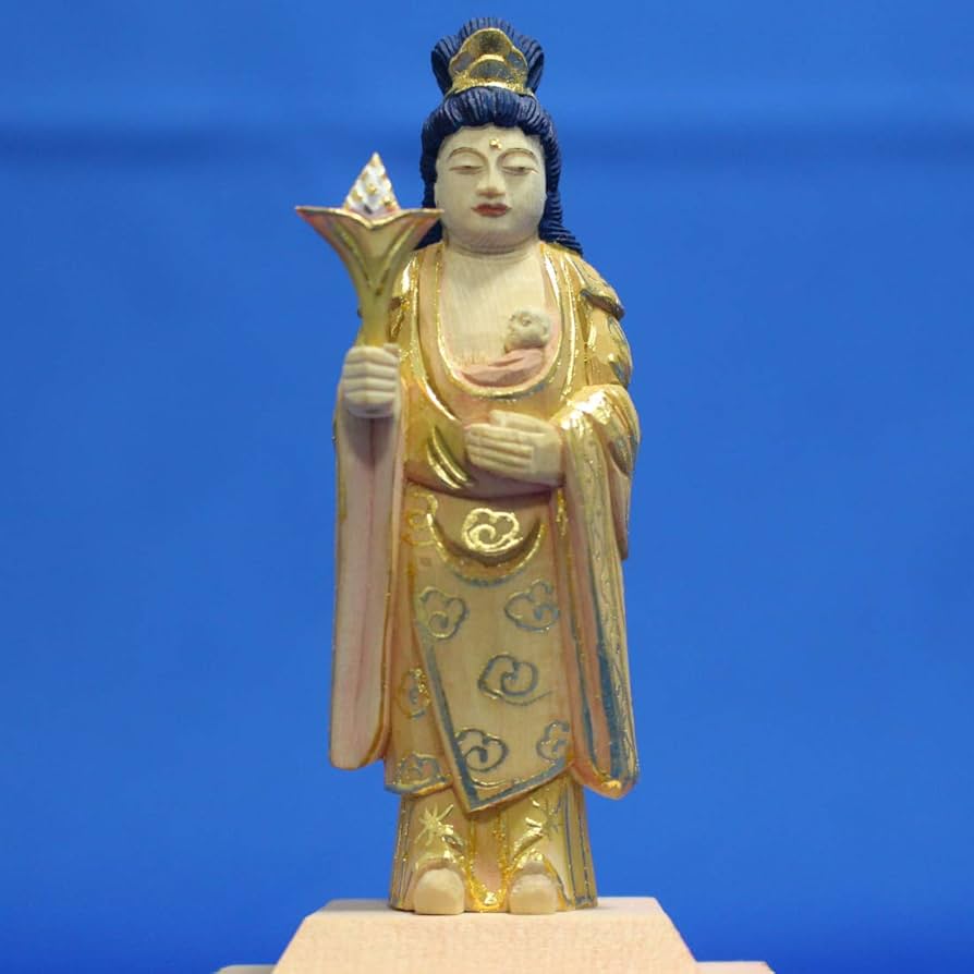 古美術 江戸時代 彩色 木彫 鬼子母神 仏像 古美術 江戸時代 彩色 木彫