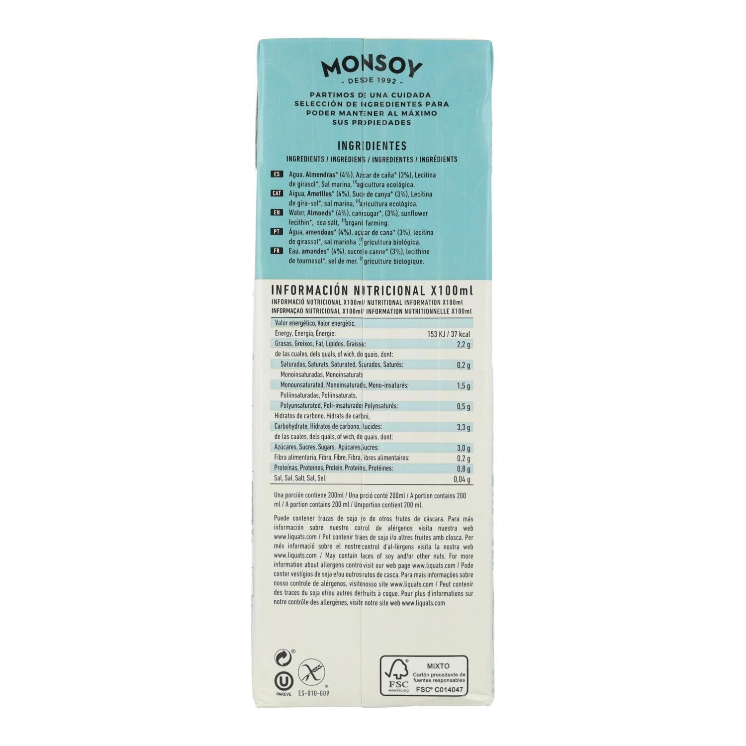 Leche Almendra 1LT Bio