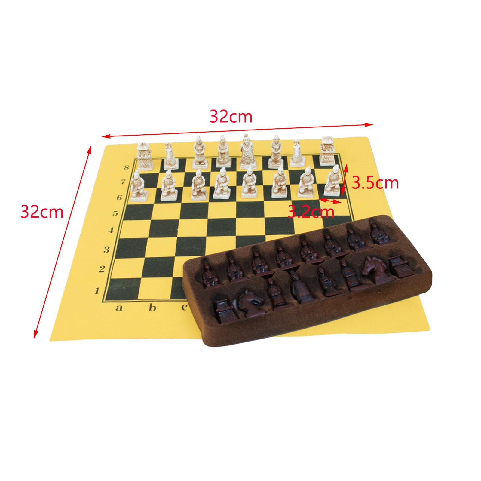 Set di scacchi in legno massello con disegno di cavallo in terracotta