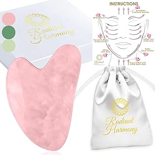 RADIANT HARMONY Gua Sha Rose Quartz - Face Care Rose Massager - Facial Care Rose Quartz Gua Sha - Easy to Use Gua Sha Stone for Face w/Luxury Box