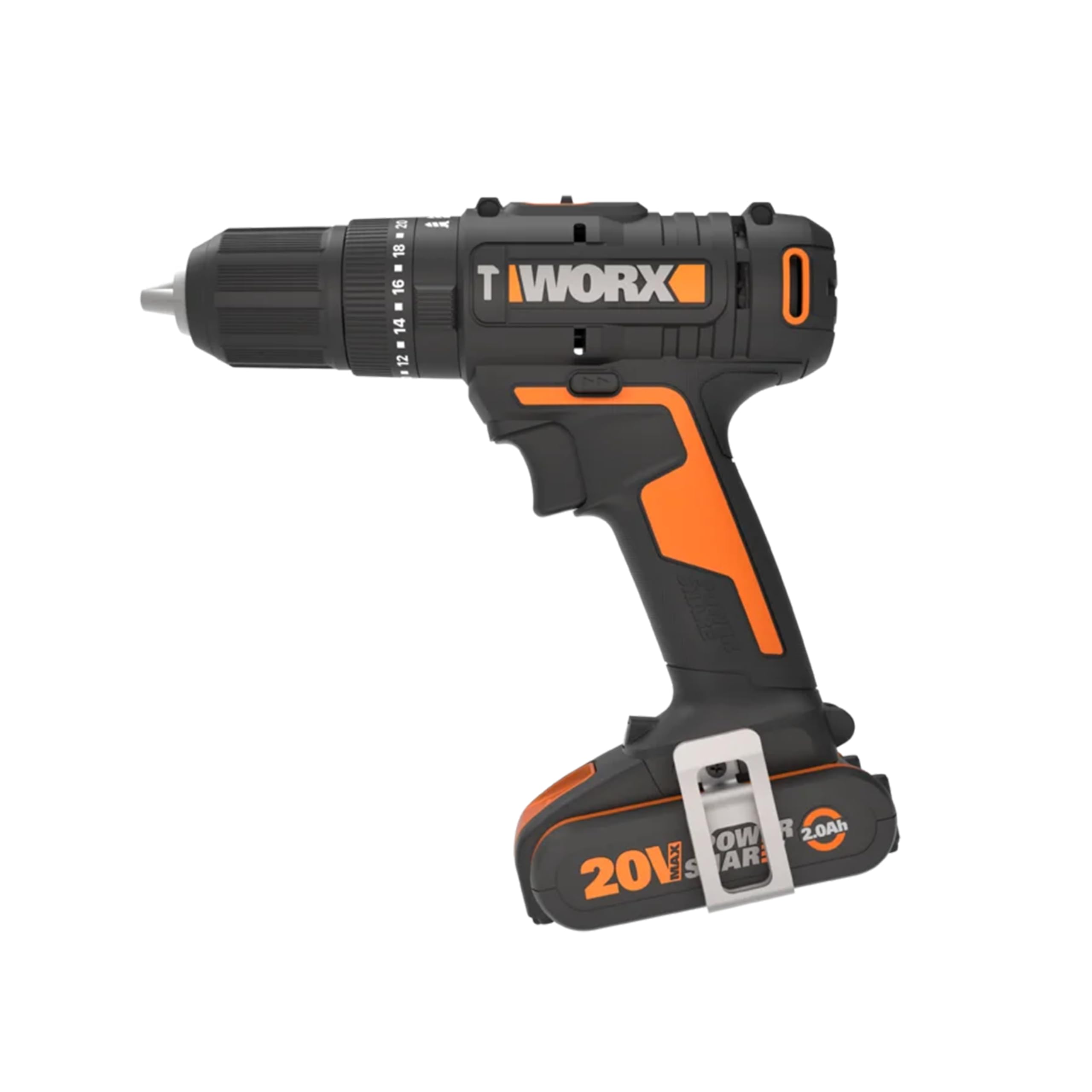 WORX WX370.2 Akku Schlagbohrschrauber 20V, 50Nm, 2-Gang-Getriebe, zum Schrauben, Bohren & Schlagbohren, 20 Drehmoment- + Bohrstufen + Schlagfunktion (inkl. 2x2Ah Akku, Ladegerät & Set mit 51Stk. Bits)