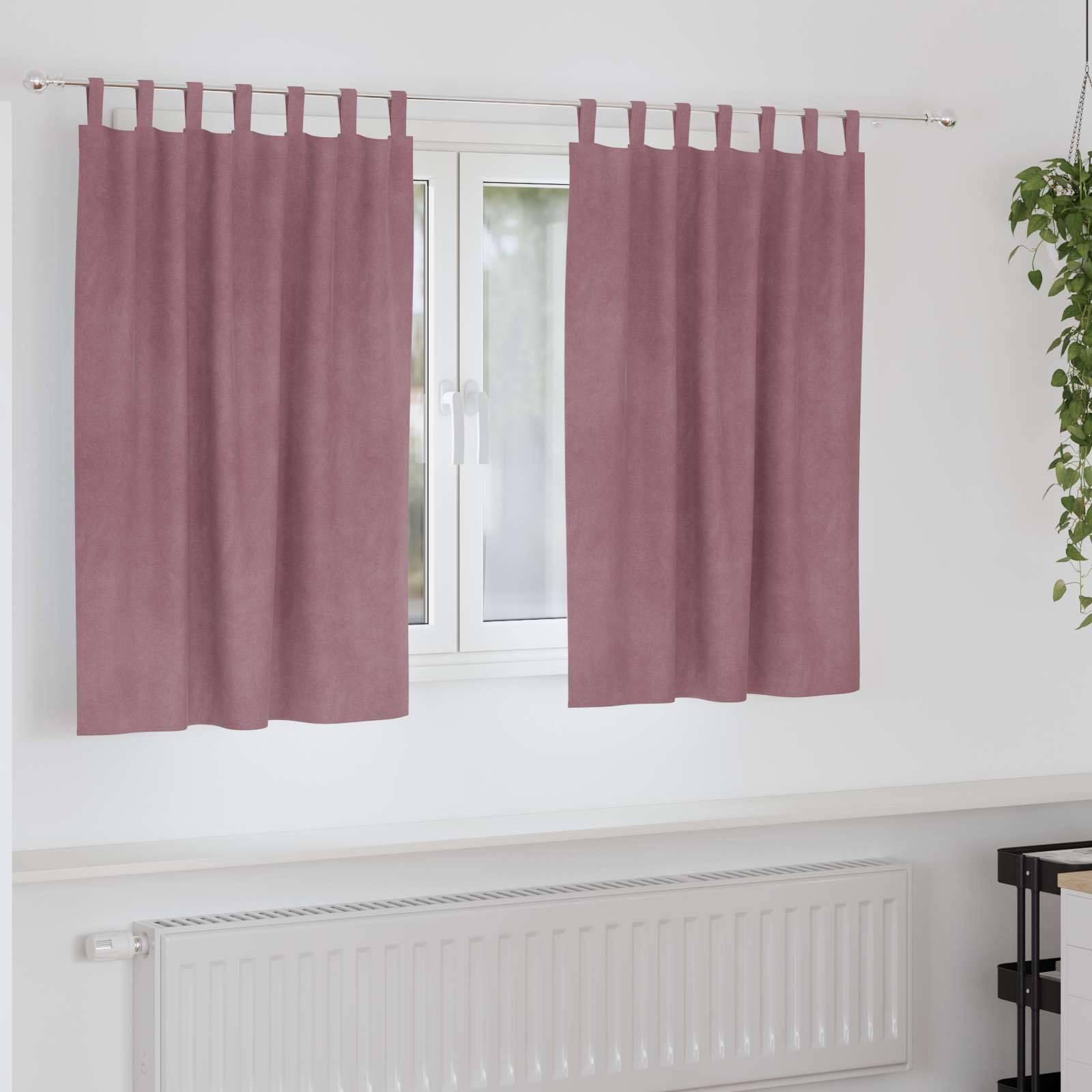 Rideau occultant velours rose 140x140 haut de gamme au drapé lourd et élégant
