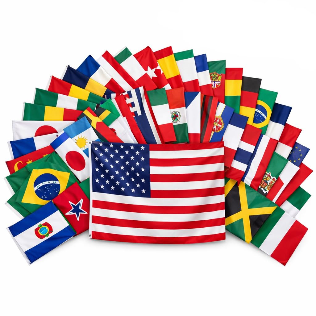 Photo 1 of 48 Countries Flags Set 3x5 FT – International Soccer Decorations, World Flags Pack for Global Football Events, World Cup Party Decor, Outdoor Polyester Flags