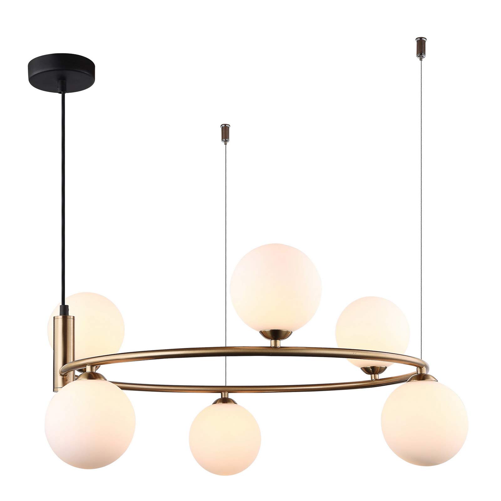 Luminosa Lighting Luminosa Modern Hanging Pendant Golden 6 Light  With White ShadeG9 from B&Q