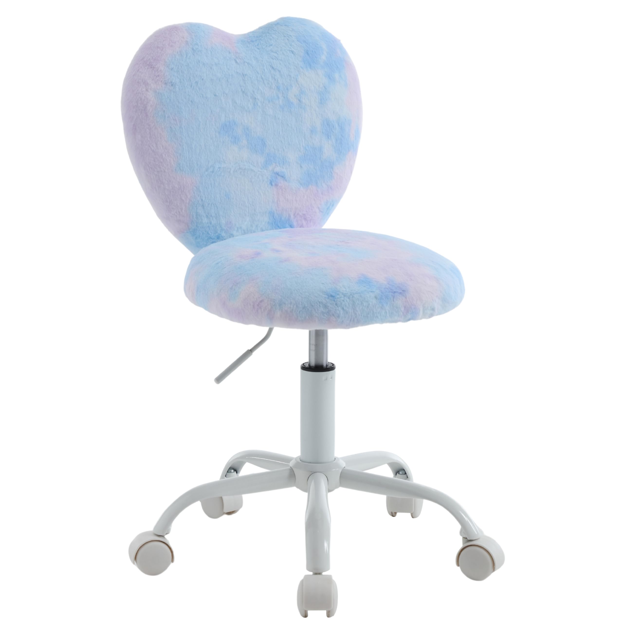 Kids Desk Chair Girls Students Study Chair Adjustable Computer Chair Furry Swivel Office Reading Chairs Child Cute Heart Back Chairs for Home/Bedroom/School/Dorm/Vanity, Blue