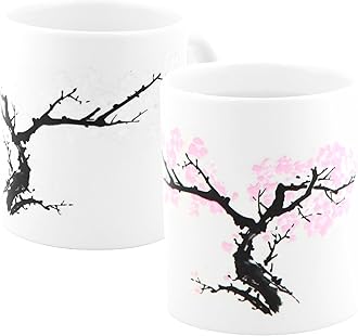Kikkerland Blossom Morphing Mug – Color Changing Cup Reacts to Heat – Fun Gift for Coffee, Hot Cocoa, & Hot Beverages