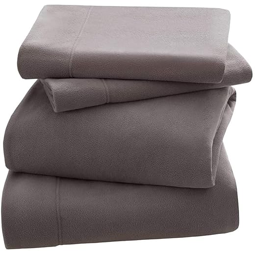 P2N Peak Performance Nutrition 3M Scotchgard Micro Fleece Wrinkle and Stain Resistant, Soft Plush Sheets with 14" Deep Pocket Cold Season Cozy Bedding-Set, Matching Pillow Case, Full, Grey