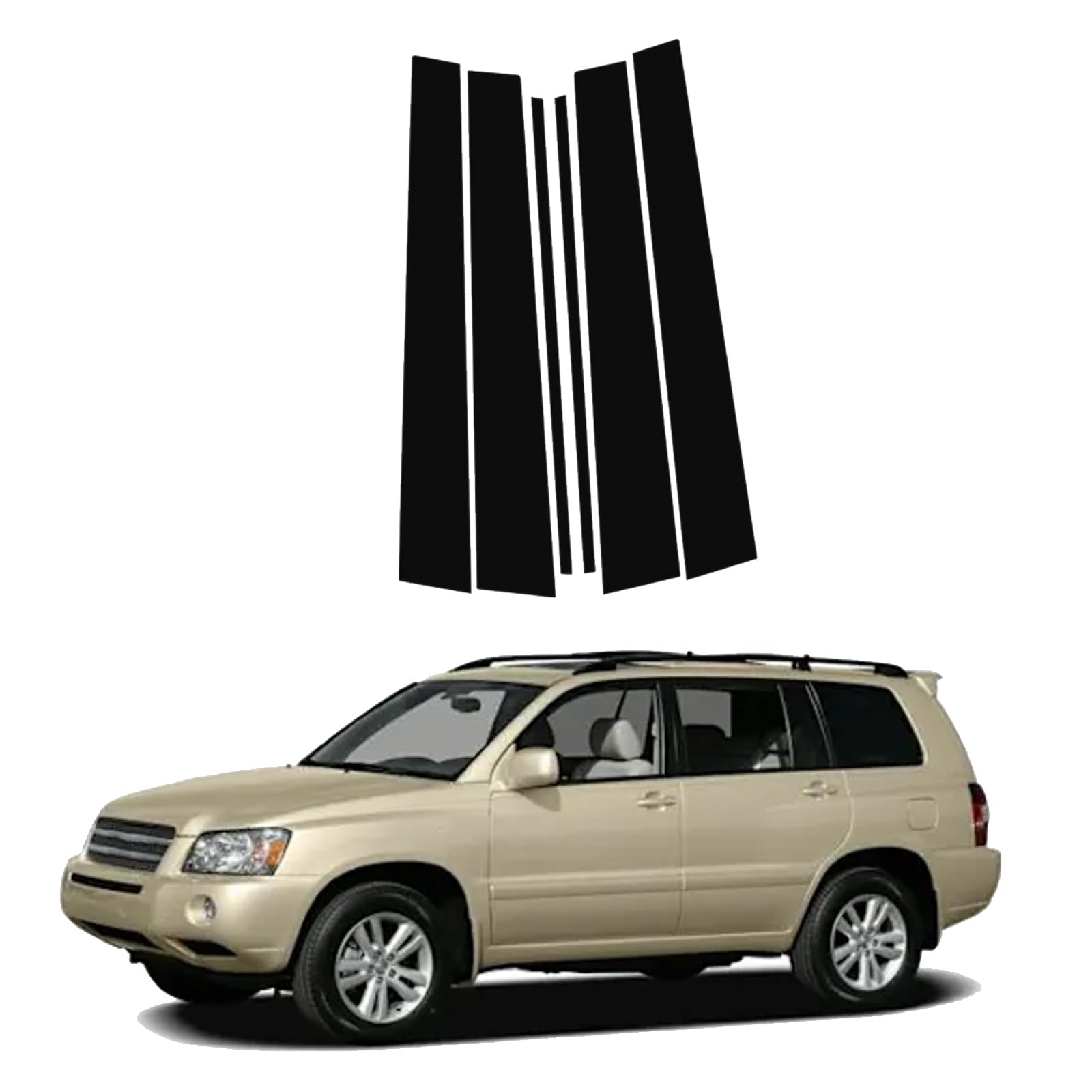 Moldura Pilar Ventana Puerta para Toyota Highlander 2000 2001 2002 2003 2004 2005-2007, Postes de Pilar de Coche Exterior Antiarañazos Pegatinas Decorativas