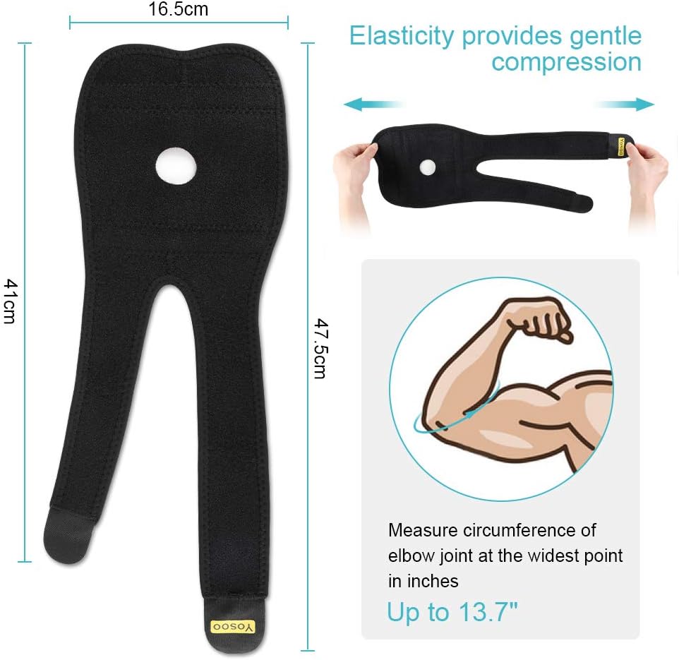 Elbow Brace, Adjustable Elbow Support with Dual-Spring Stabilizer, Elbow Strap for Golfers Elbow, Tennis Elbow, Arthritis, Tendonitis, Sports Injury Pain Relief and Protection : Health & Household