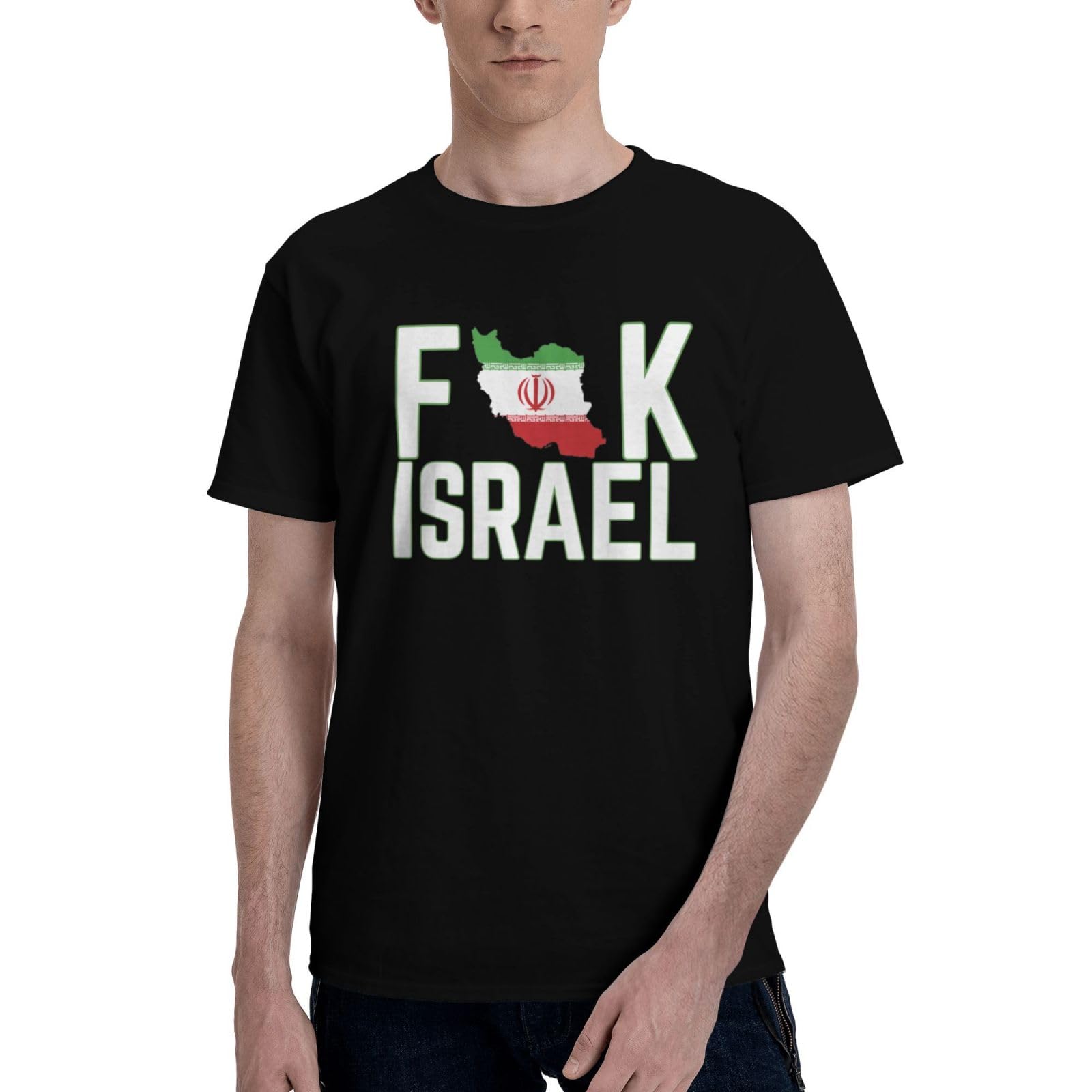 Hlbsdm Men's Black F K Fuck Israel Shirts No War With Iran I Stand With Iran Peace T Shirts Short Sleeve