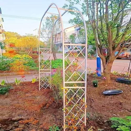 Arche de jardin en métal crème structure renforcée 140 x 230 cm - 5