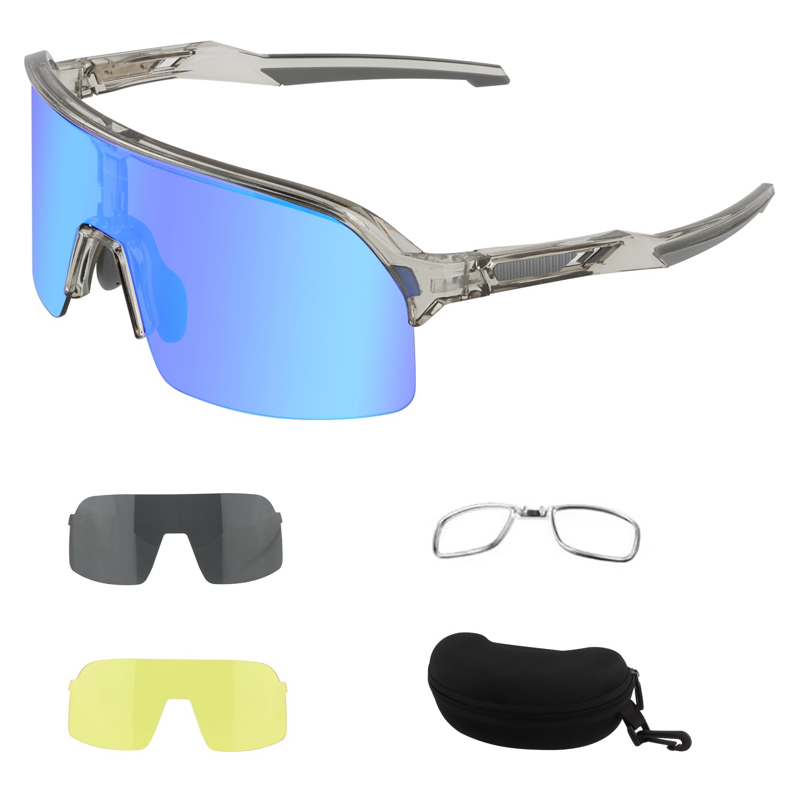 ToopMount Ski Goggles with Hard Case, Over The Glasses Snow Goggles, Anti Fog Anti Glare Adjustable Strap