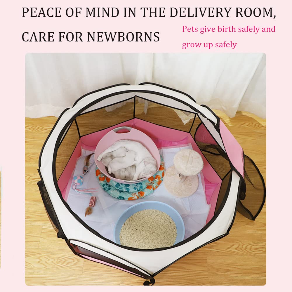 Pet Octagonal Cage, Outdoor Portable Foldable Puppy Kitten Playpen