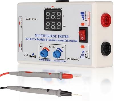 LED Light TV Backlight Tester, KT4H LED Strip Lamp Beads Repair Testing Tool Output 0-300V 150mA, Constant Current Board Tester for All LED Lights Repair, with Meter Pens