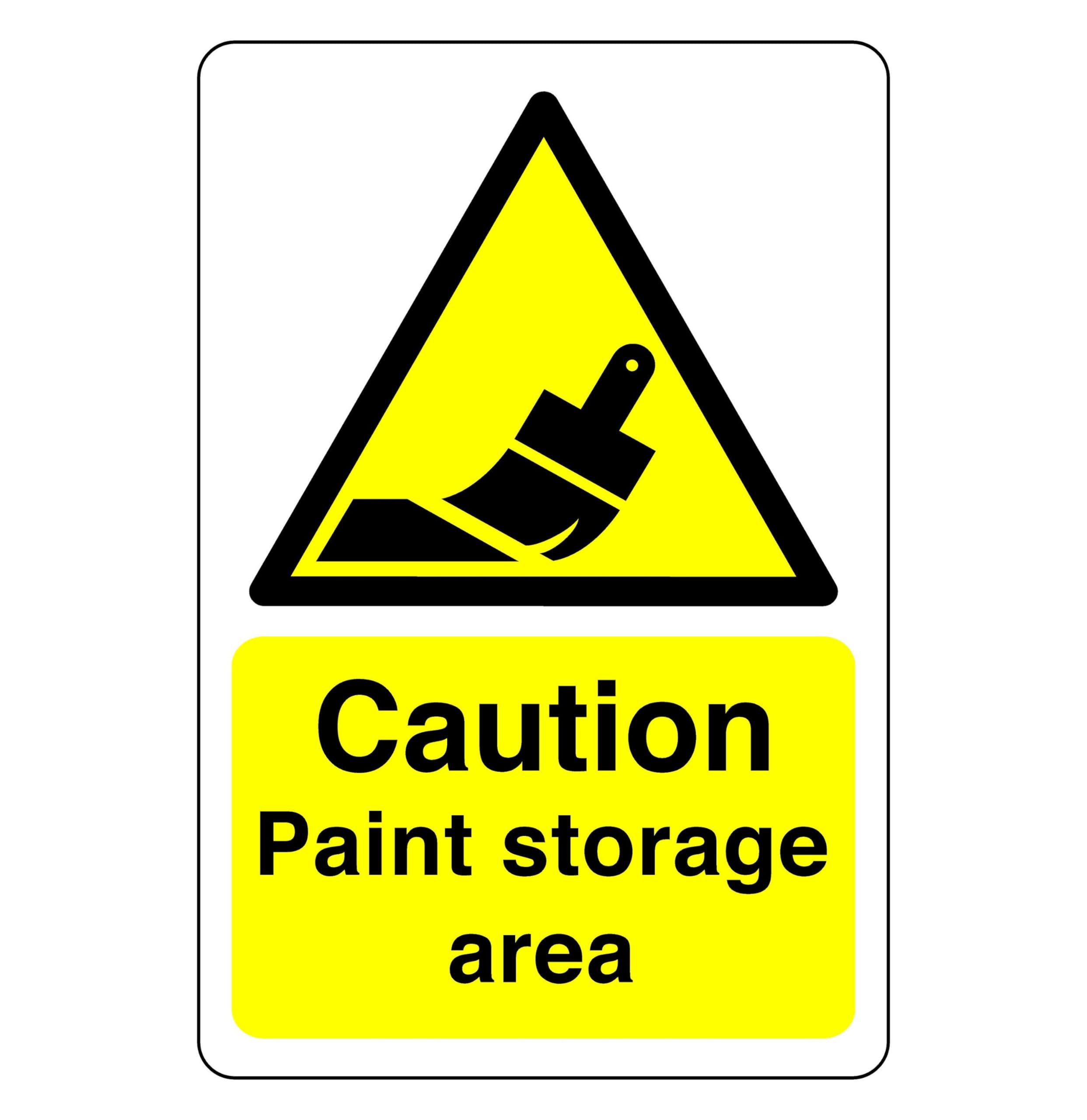 Safety First Display LTD Caution Paint storage sign - High tack self-adhesive sticker (150mm x 100mm) Viewing Distance within 3m.
