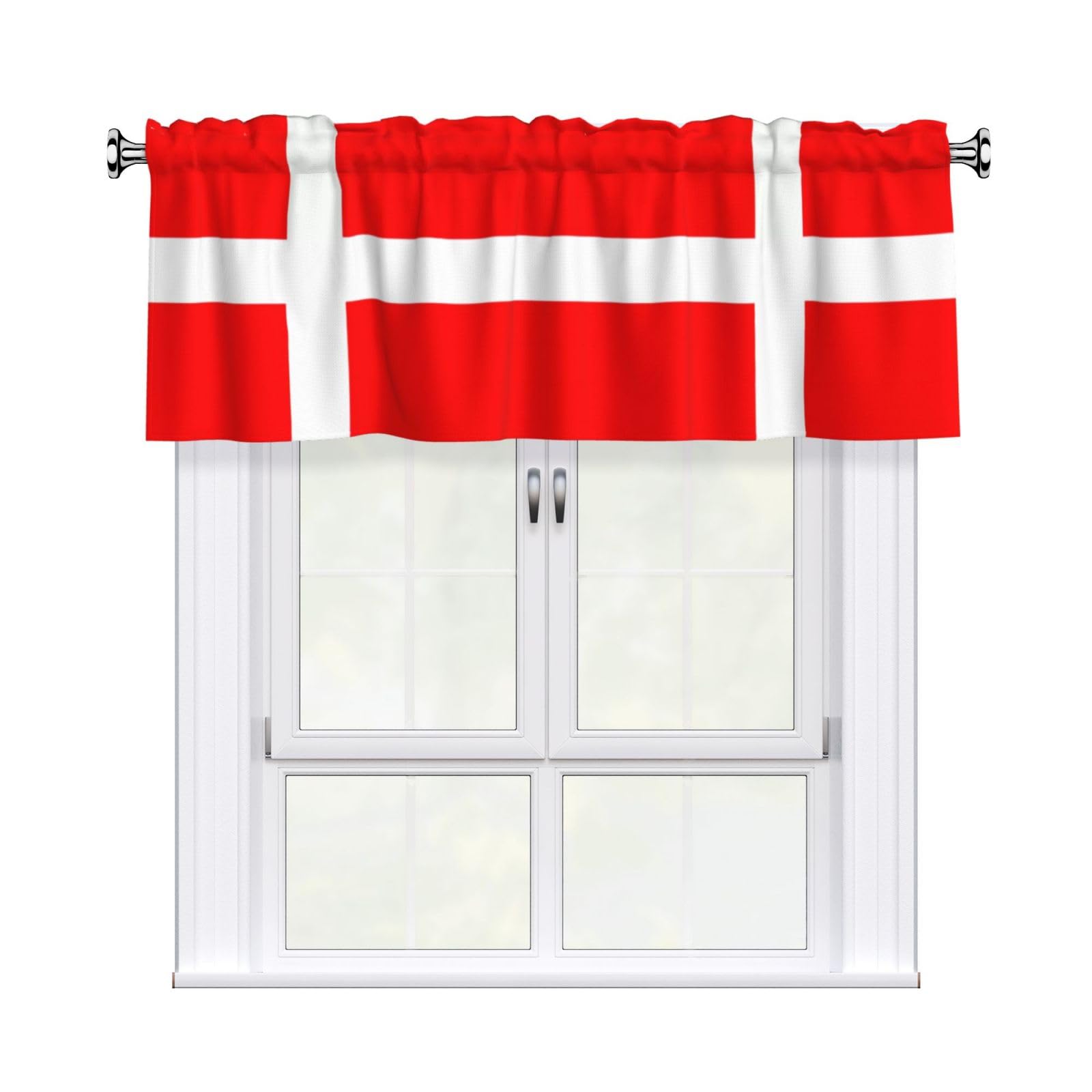 WHJSSF Denmark Danish Flag Prints Housewarming Gift – Peach Skin Window Valance 54x18 for a Cozy Kitchen Refresh