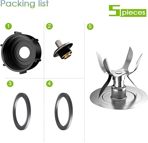 Miniatura 2 de Juego de 5 cuchillas de hielo para batidora 4980 con tapa inferior de frasco 4902 juntas tóricas de sellado y acoplamiento de accionamiento piezas