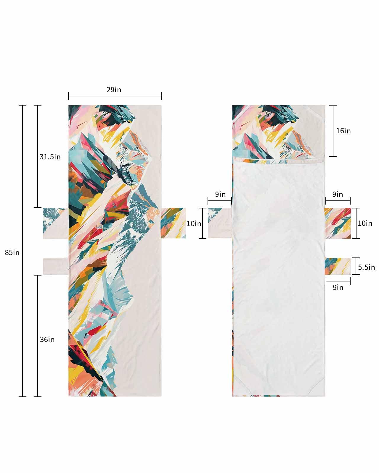 Mountains Teal Beach Lounge Chair Towel Cover, Soft Chaise Lounge Towel with Side Pockets Patio Pool Chairs Cover for Beach/Pool Sunbathing 29x85 Yellow Red Turquoise Abstract Painting Art