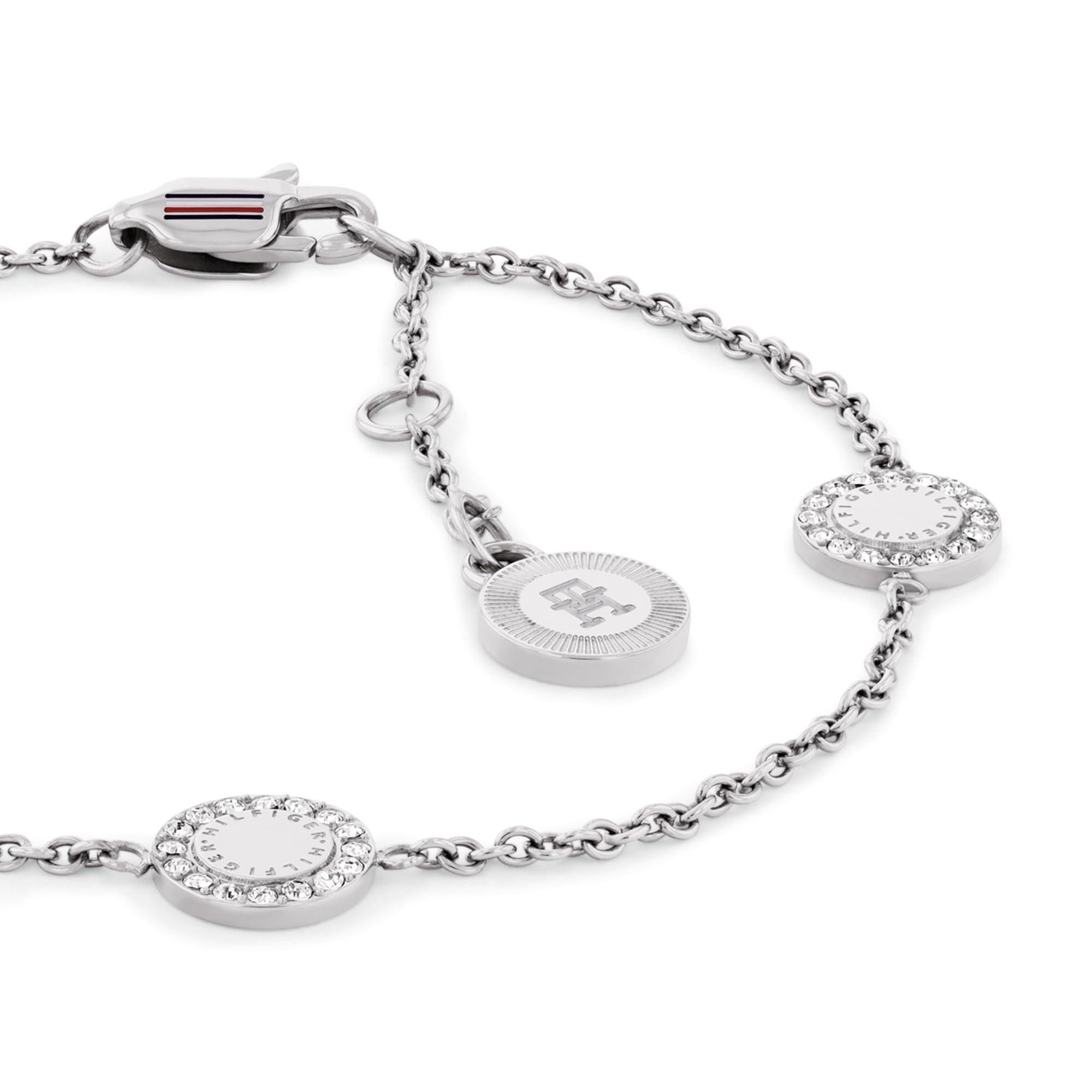 Tommy Hilfiger Jewelry Braccialetto da Donna in Acciaio Inossidabile con Charms Impreziositi da Cristalli - Disponibile in versione Oro, Oro Rosa o Argento