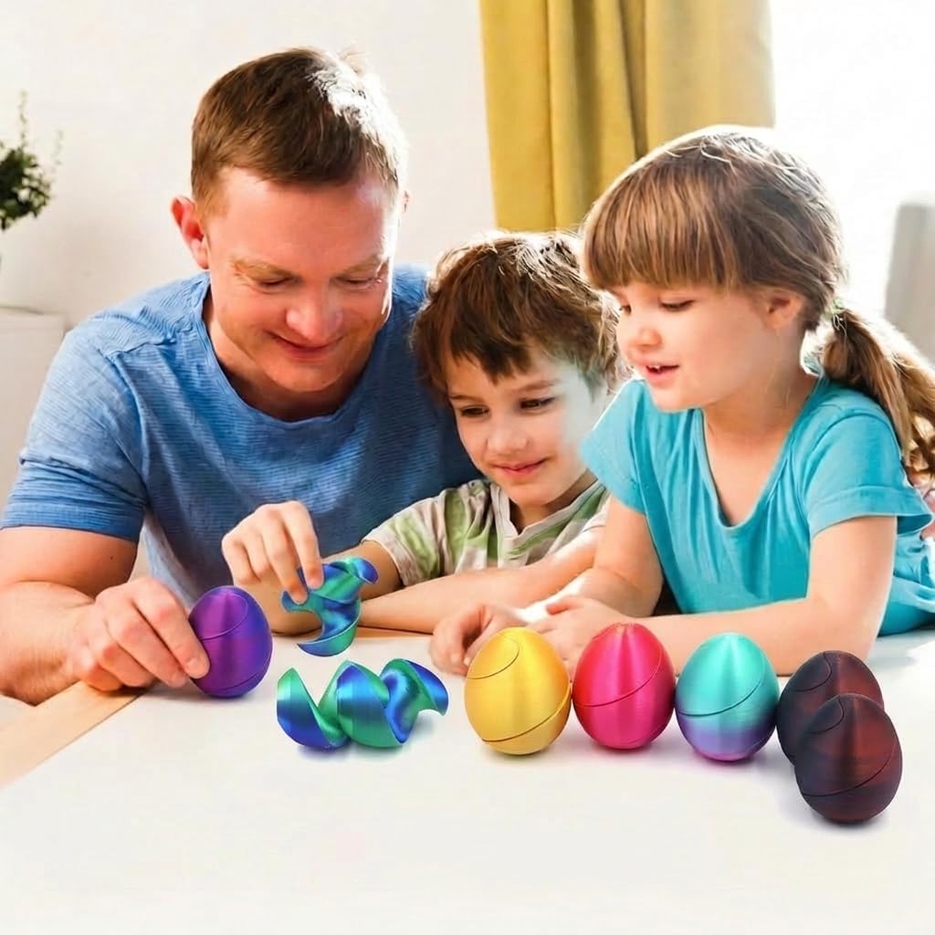 Twisty Fidget Egg, 3D Printed Slippery Egg Fidgets, Twisty Fidget Eggs, 3D Printed Slippery Fidget Egg, Easter Egg Toy, Rotating Fidget Puzzle Toy for Stress Relief for Children (B)