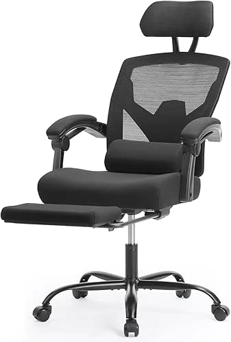 Sweetcrispy Office Computer Desk Chair, Ergonomic High-Back Mesh Rolling Work