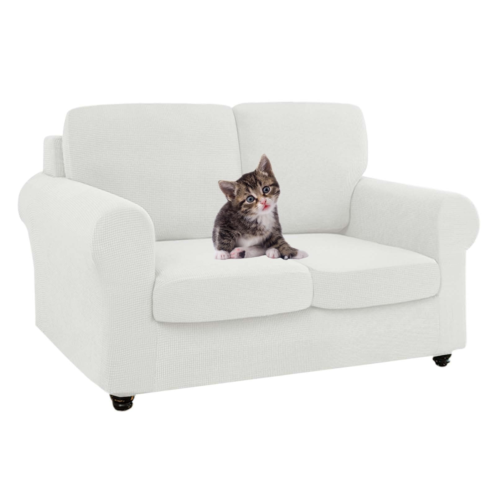 SYLC Ektorp Sofa Cover with Seat Cushions Covers and Backrests Covers Sofa Covers Stylish Stretch Jacquard Couch Slipcover Protector (White,Love+2 Seats+2 Backs) — image 1