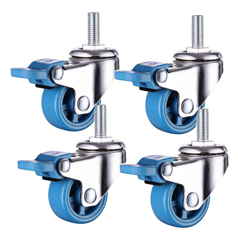 GYRAZXS Heavy Duty 4 Inch Swivel Casters with Brakes M10 Bolt Mount Nylon Wheels 200kg Capacity Silent Operation Smooth Rolling