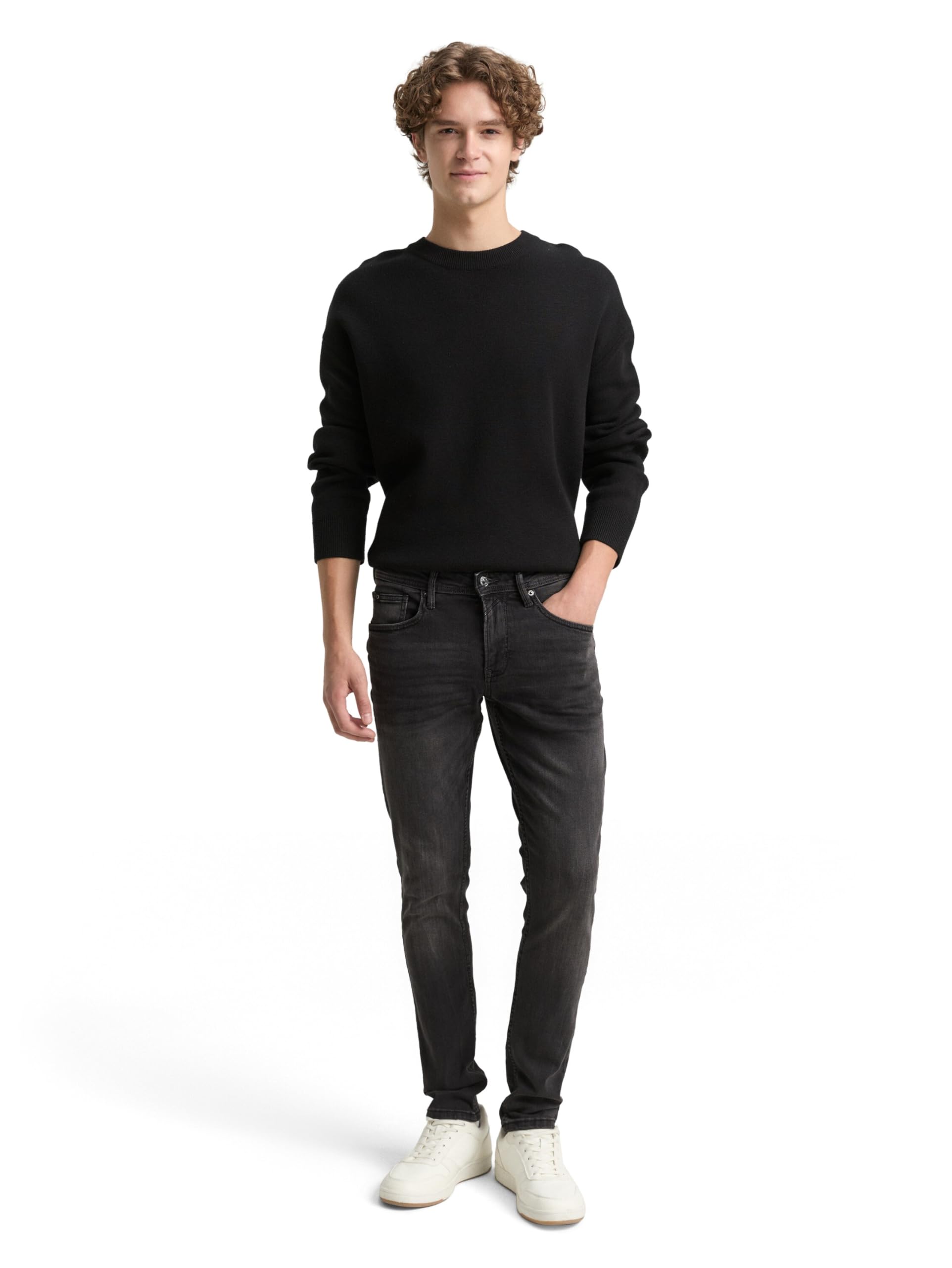 TOM TAILOR Denim Herren Culver Skinny Jeans 10250 - Used Dark Stone Black Denim 34W / – Bild 5