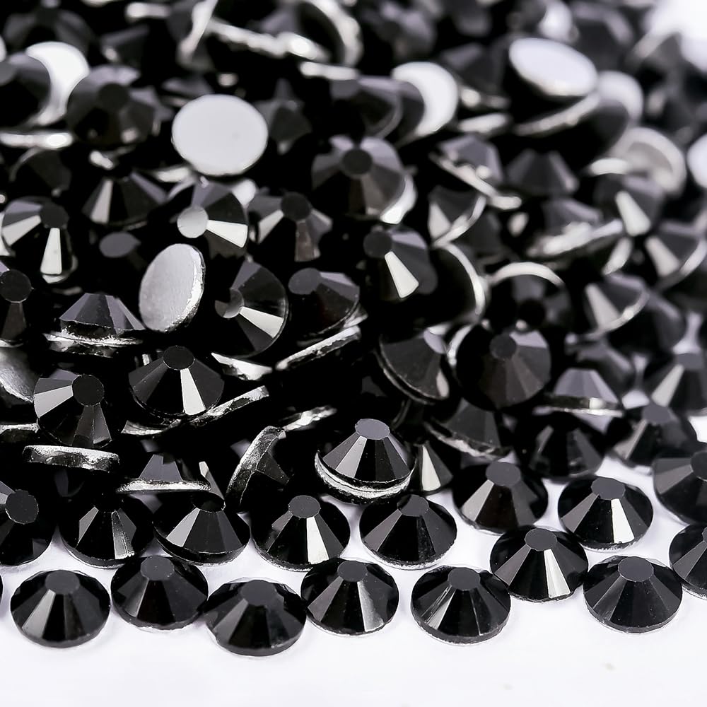Flatback Rhinestones Glass Beads for Crafts Jet Black Mixed SS6-20 2880pcs