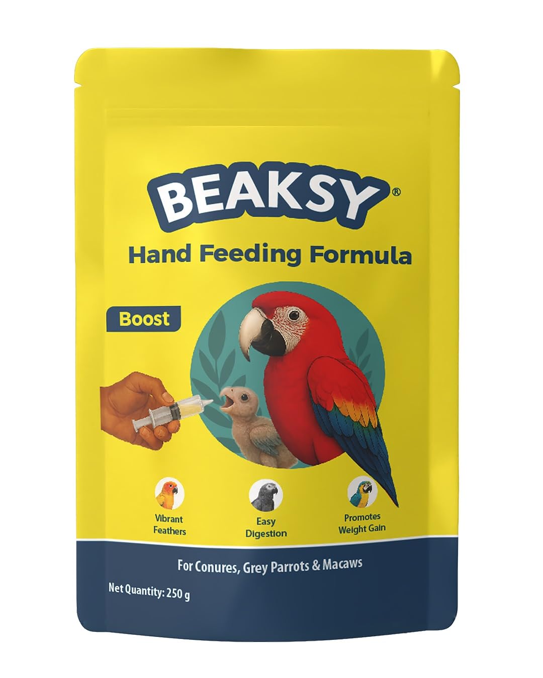 Build Hand Feeding Formula for Baby Birds | for Amazons & Cockatoos | Promotes Weight Gain, Vibrant Feathers & Easy Digestion | Balanced Nutrition (250gm)-image-22