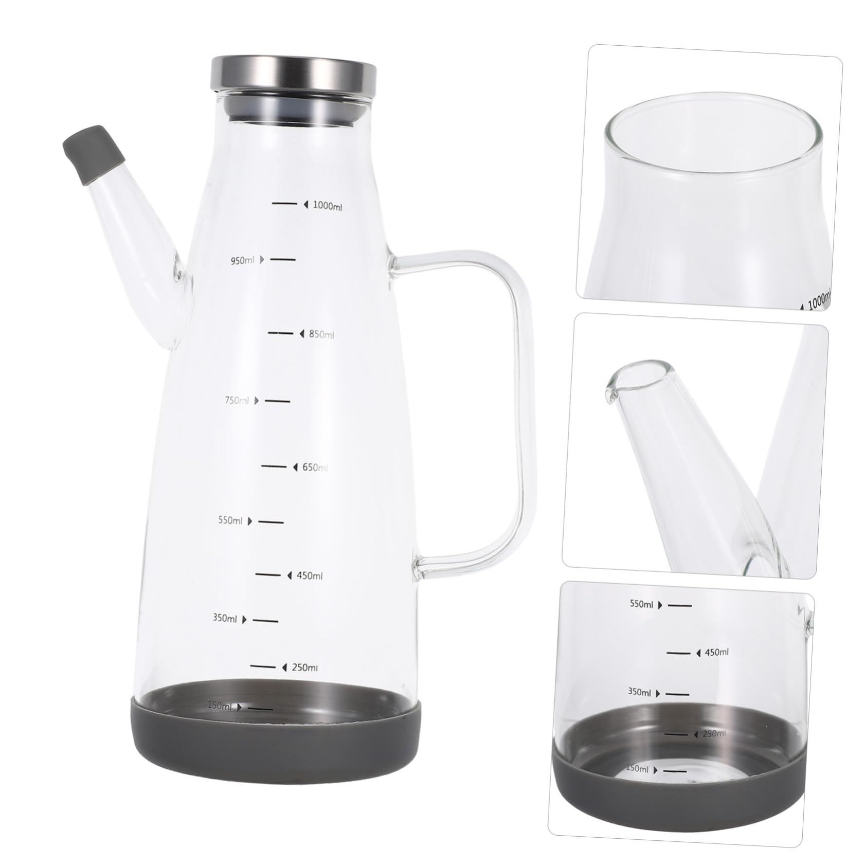 PRETYZOOM 3 Piezas Dispensador De Vinagre De Cocina Botella De Vidrio De Borosilicato Botella De Aceite De Oliva De Vidrio Transparente Gel De Sílice