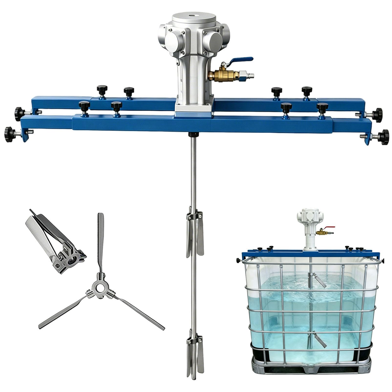 Agitador neumático para IBC, Herramienta para Mezclar Pintura, 265 galones, Material de Acero Inoxidable 304, Pala Plegable, para Tanques IBC con Adhesivo A-Large5Cylinder