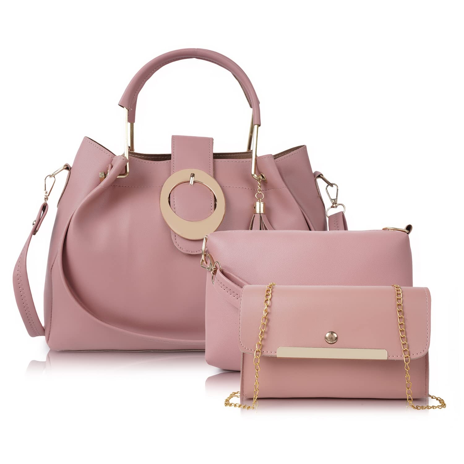 Envias Leatherette Handbags For Womens Ladies Combo Of 3 (D-23-Pink) (B0C28K843T) Amazon Price History, Amazon Price Tracker