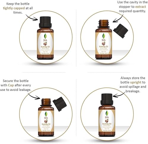 Miniatura 2 de SVA - Aceite esencial de nuez moscada de 13 onzas, grado terapéutico, 100% puro, aceite natural sin diluir para la piel, aromaterapia y cuidado del