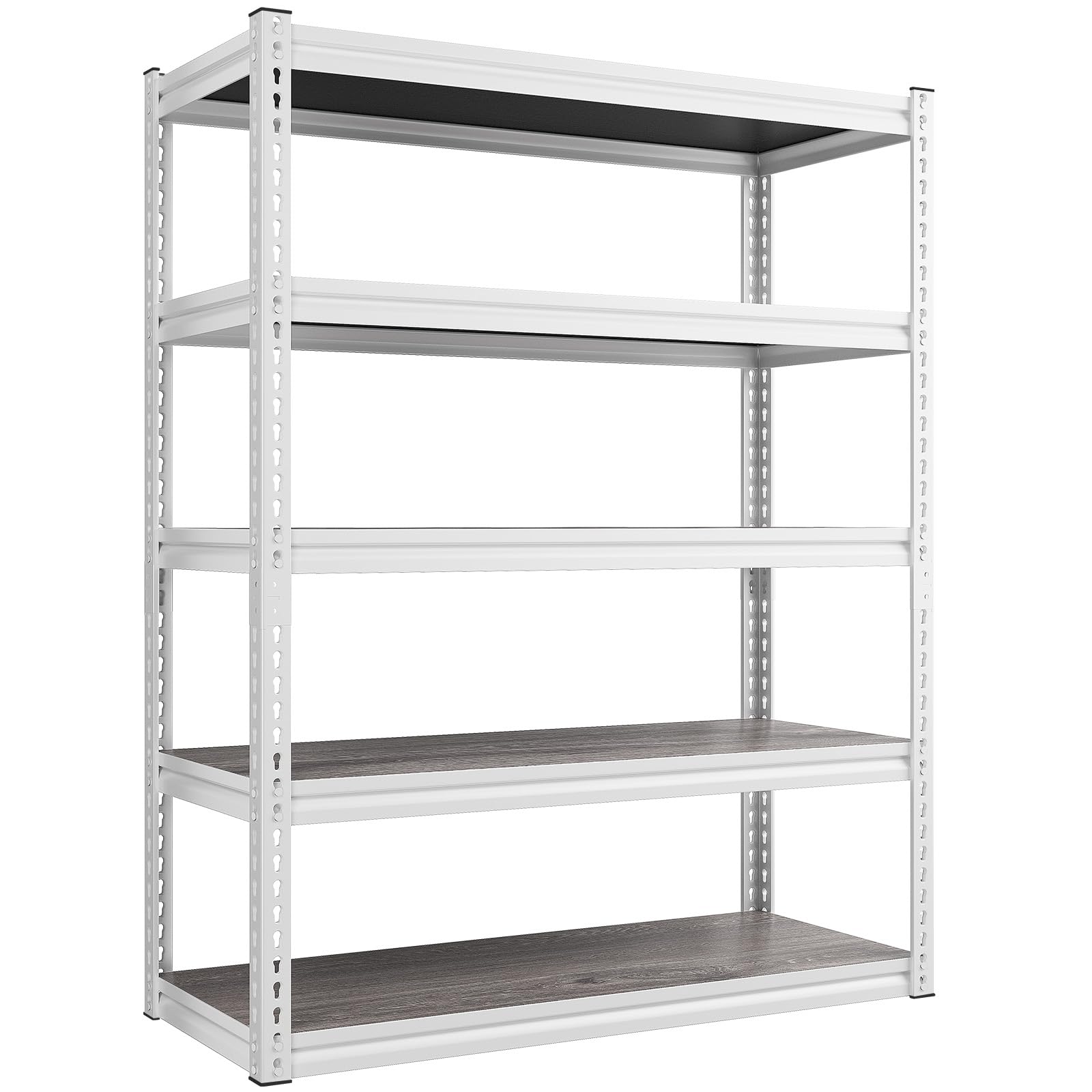 REIBII 65.74" H x 33.85" W x 15.35" D Storage Shelves, 2500LBS Adjustable Metal Shelving Unit, 5 Tier White Shelves for Pantry, Garage, Kitchen, Warehouse, WhiteRecycled Claim Standard Blended