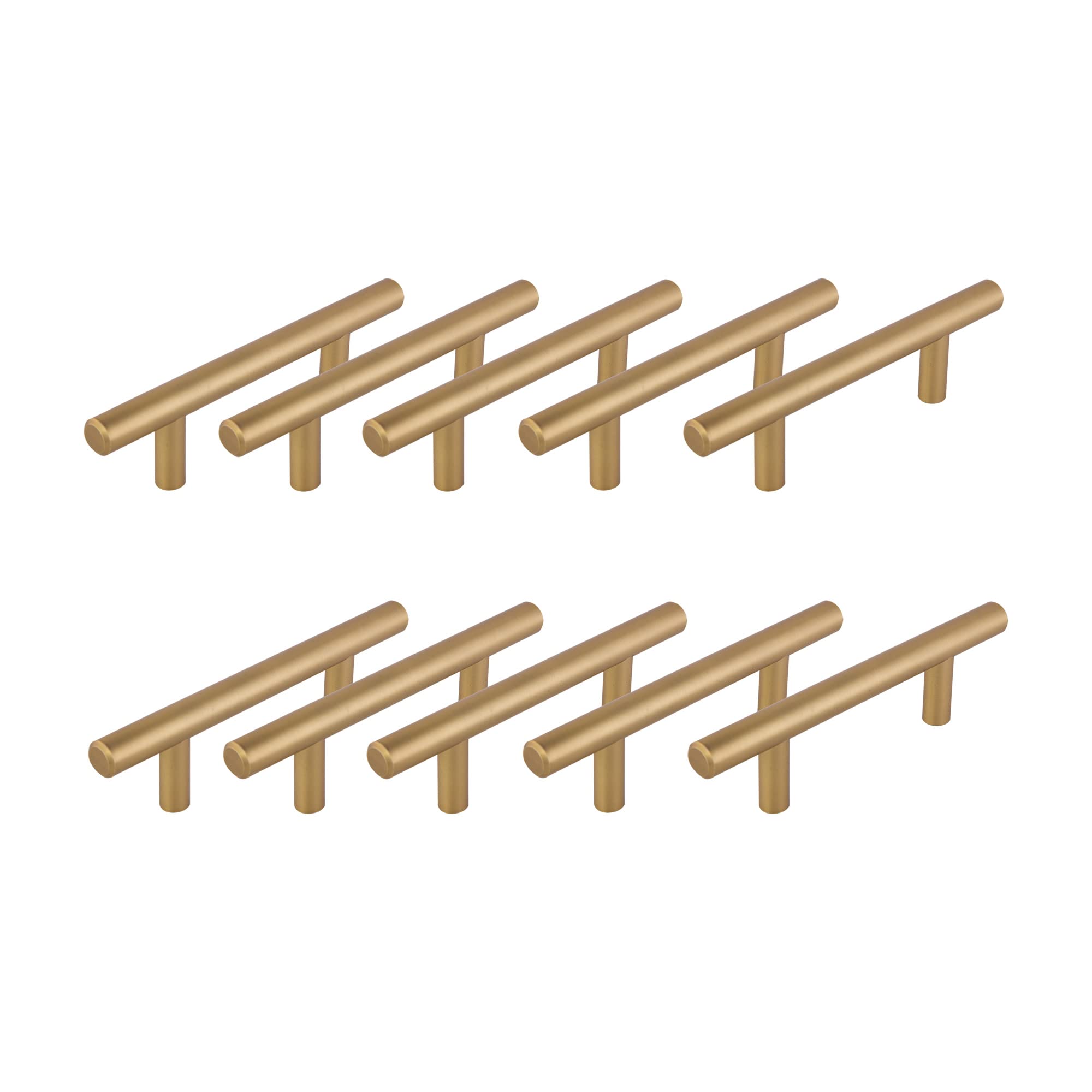Design House 206557 Solid Cabinet Pulls 3 (76 mm) Center Modern Kitchen Handles, 5-Inch, Satin Gold, 10 Pack