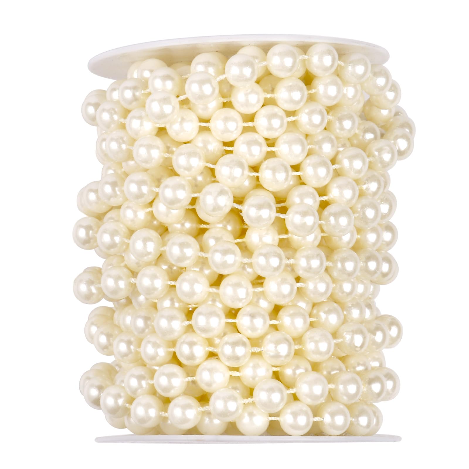 [29.5Feet] Pearl Beads Garland, 10MM 9.8 Yards Faux Pearl Beads String Roll Bulk for DIY Craft Wedding Party Christmas Tree Decoration