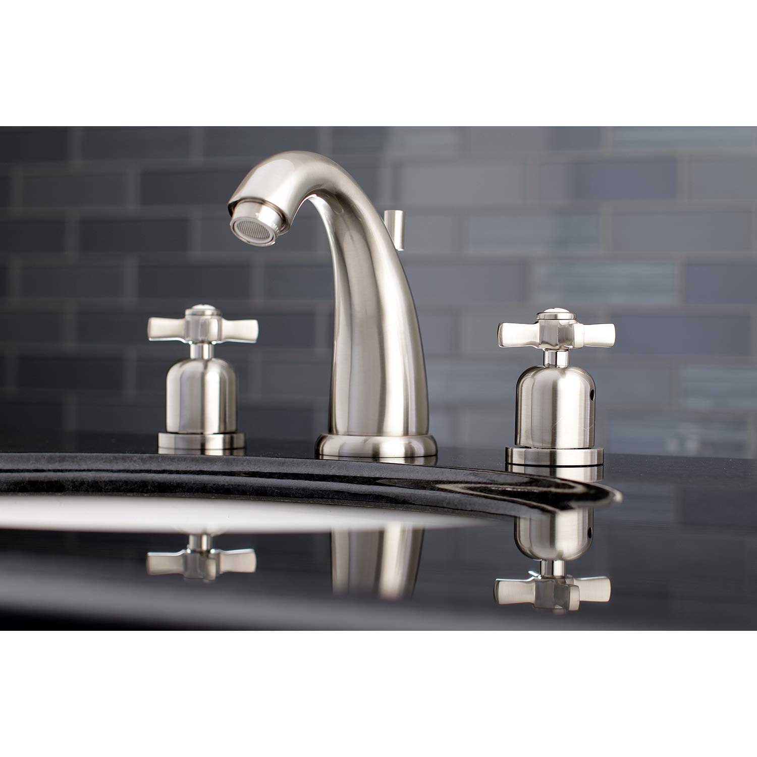 Kingston Brass KB8988ZX Millennium 8" Widespread Bathroom Faucet With Pop-Up Drain, Brushed Nickel