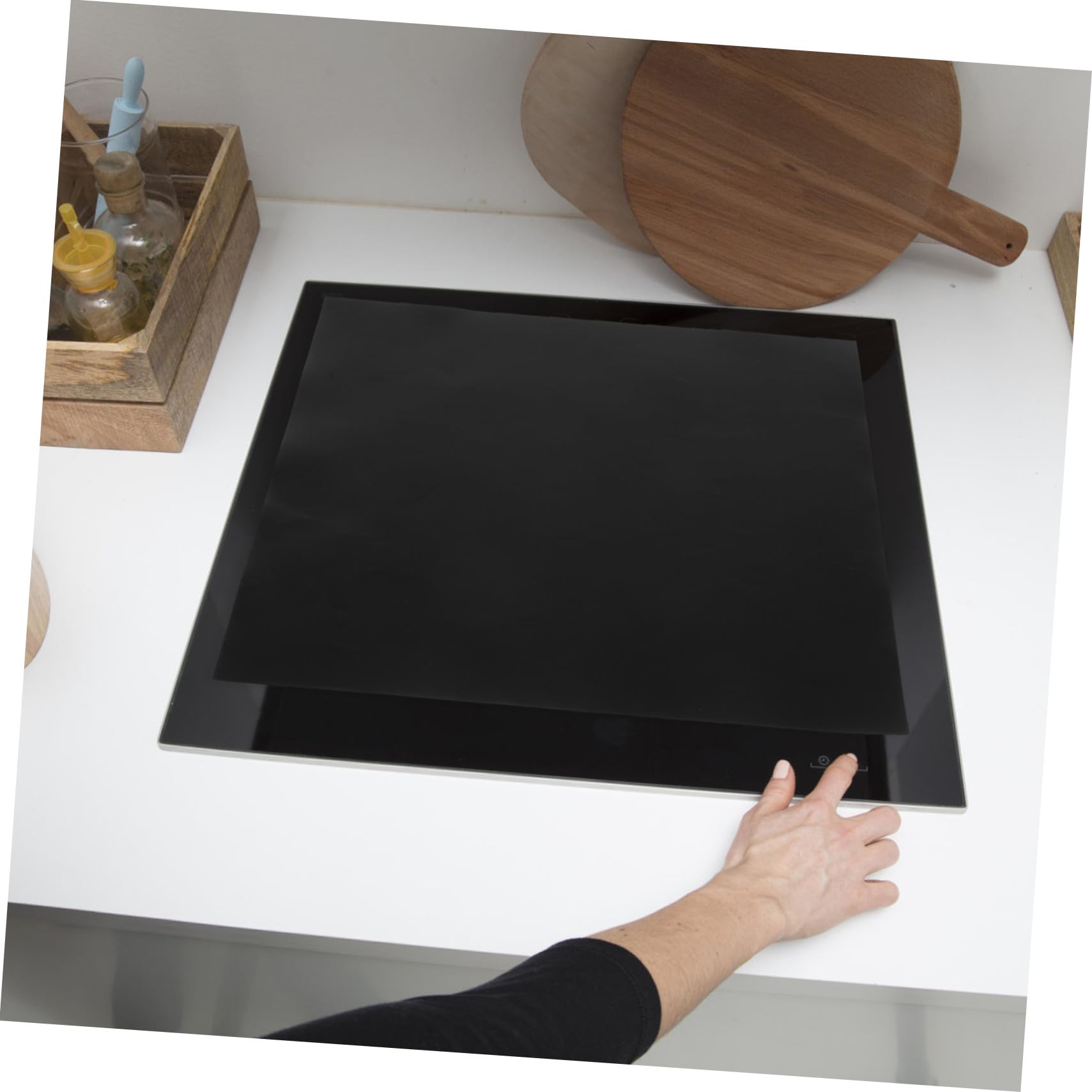 ABOOFAN 3 Piezas Estera de inducción Alfombra de Cocina de inducción Estera Protectora para Placa de Protector de Cocina electrica Fibra de Vidrio Negro