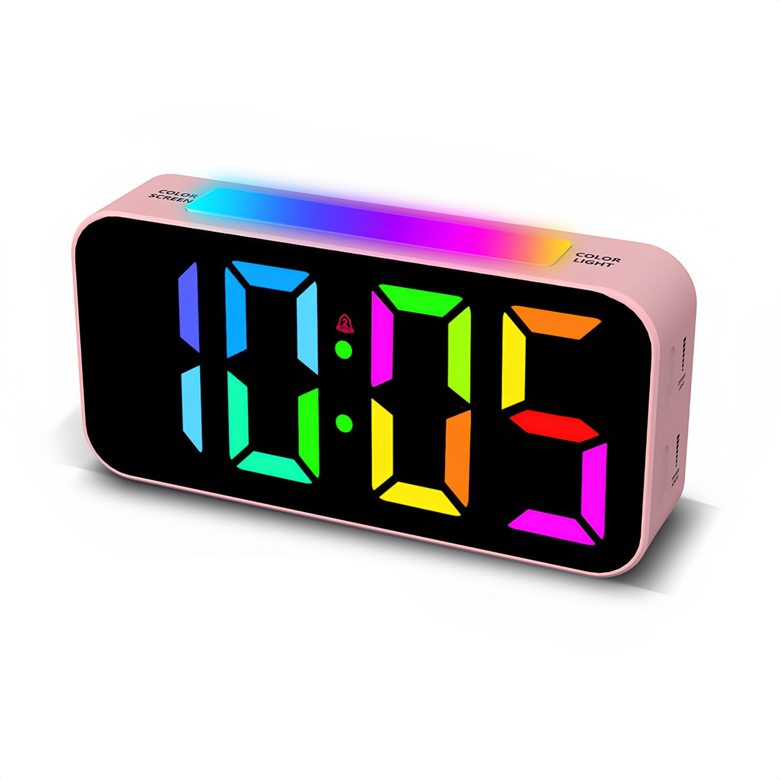Lancoon Digital Alarm Clock - RGB Color Display, Dual Alarms, Adjustable Brightness & Volume, Plug-in With Memory - View #4